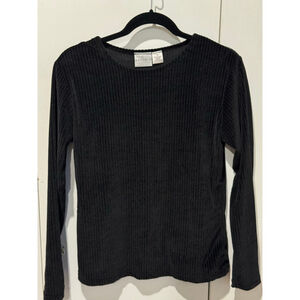 Women's Partners Black chenille stretch Ribbed Long Sleeve Tee S